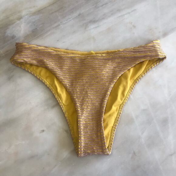 Sea salt azure bikini bottoms in yellow Gold swim size small - Picture 3 of 6